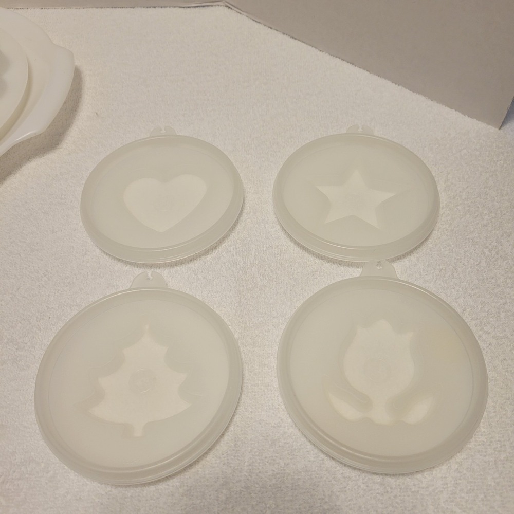 Tupperware Vintage Jel-N-Serve food mold set w/ 4 tops - Picture 5 of 6